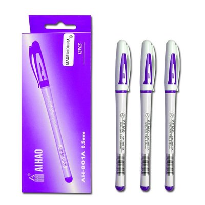 Ручка гелева "AIHAO" фіолетова (12) 011978133 фото