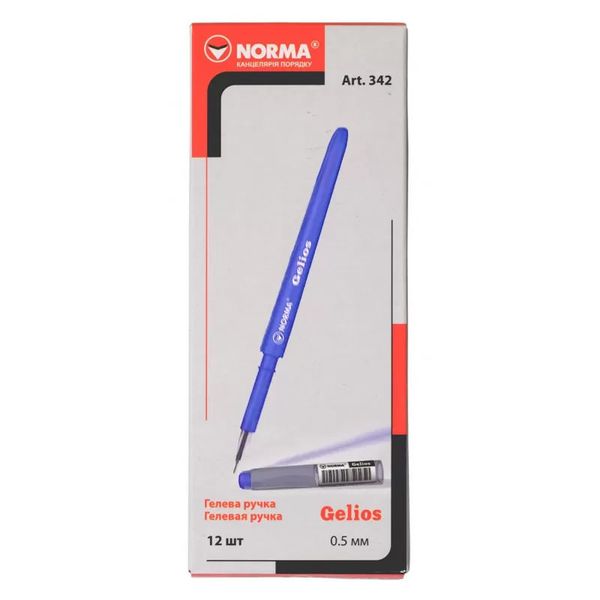Ручка гелева "NORMA" 0.5мм, синя, Gelios, 12шт 001978136 фото